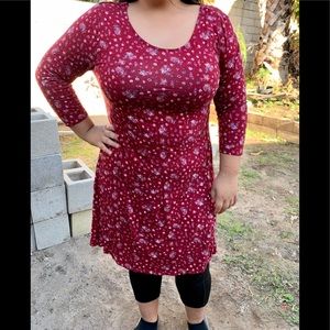 4/15🔴bundle Burgundy flower dress